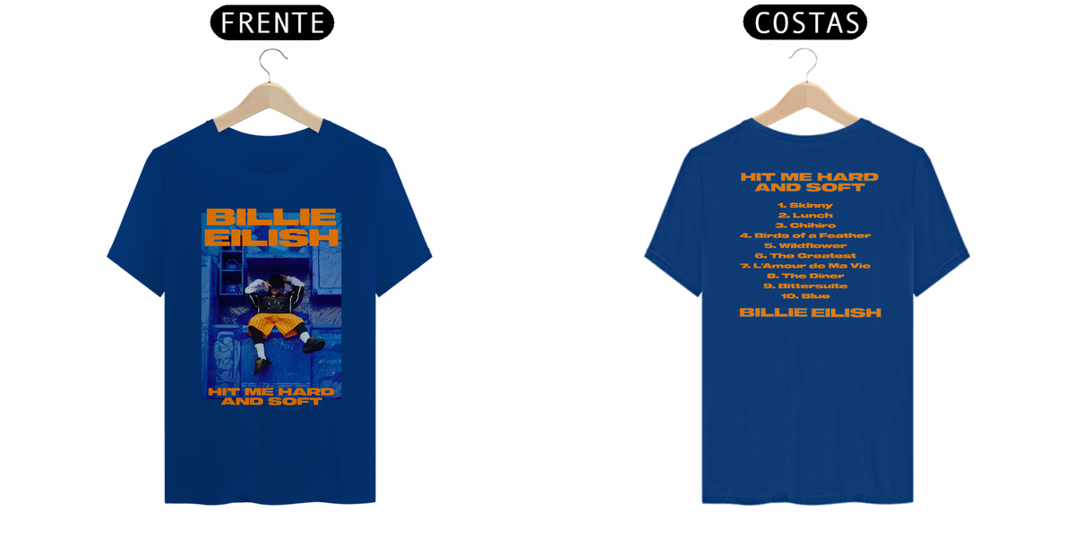 Nome do produto: Camiseta Frente e Costas Billie Eilish - Hit Me Hard And Soft Tour Poster + Tracklist