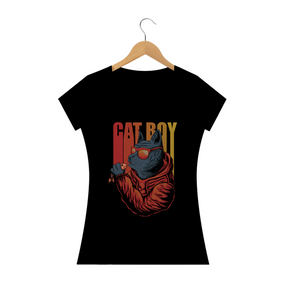 Camiseta Feminina Babylong  Cat Boy