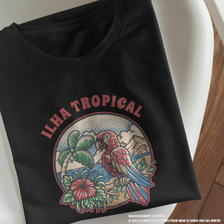 Camiseta Baby Long Feminina Ilha Tropical