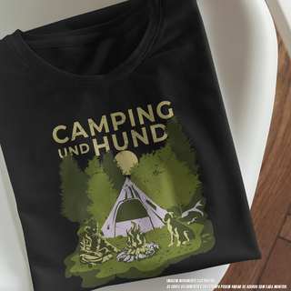 Camiseta Masculina Camping und Hund 
