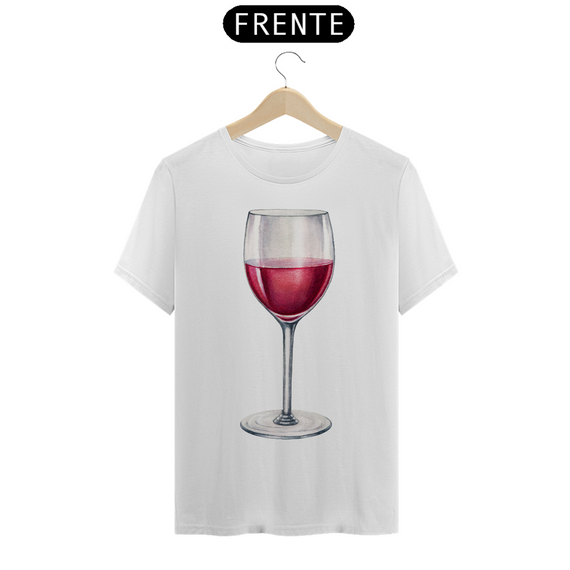 Camiseta Unissex Taça de Vinho Tinto Aquarela