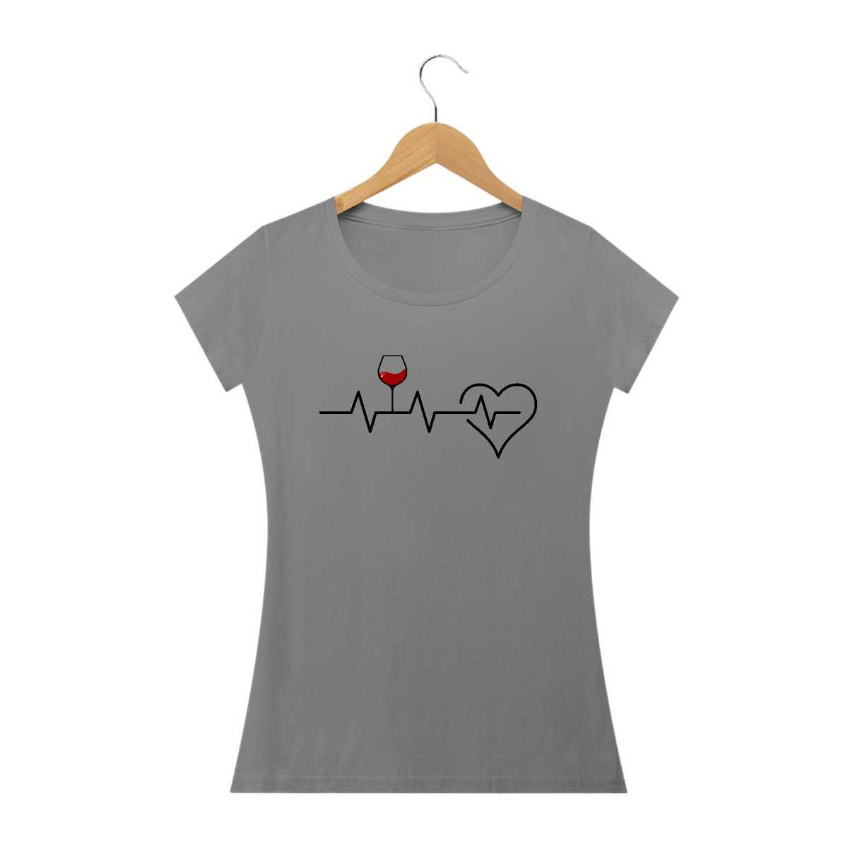 Nome do produto: Camiseta Feminina Batimentos Cardíacos Vinho
