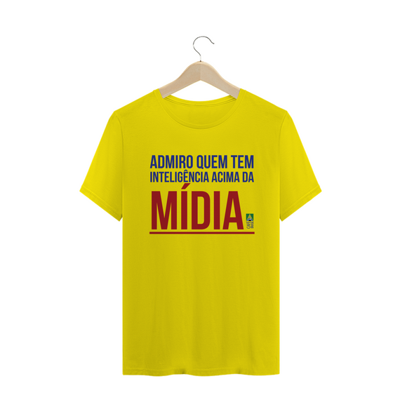 camiseta frase mídia (amarela)