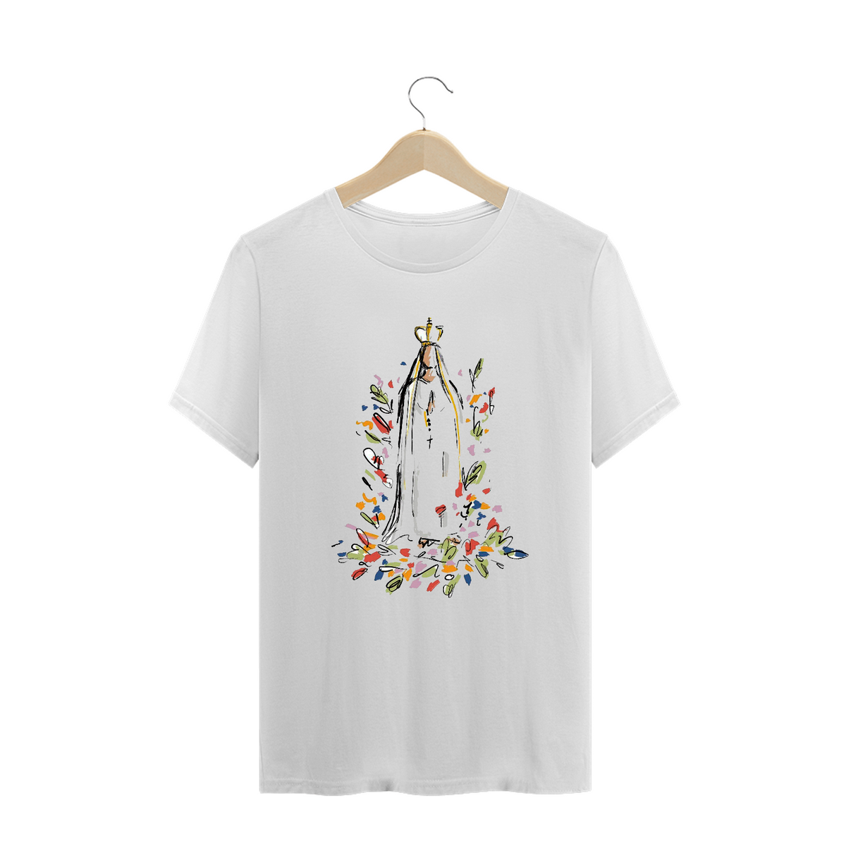 Nome do produto: Camiseta plus size Nossa Senhora de Fátima