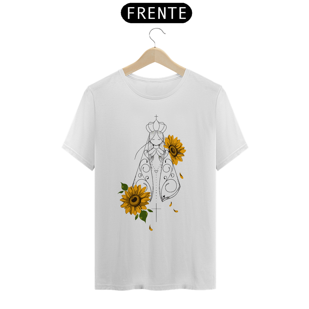 Nome do produto: Camiseta Virgem Maria com flores