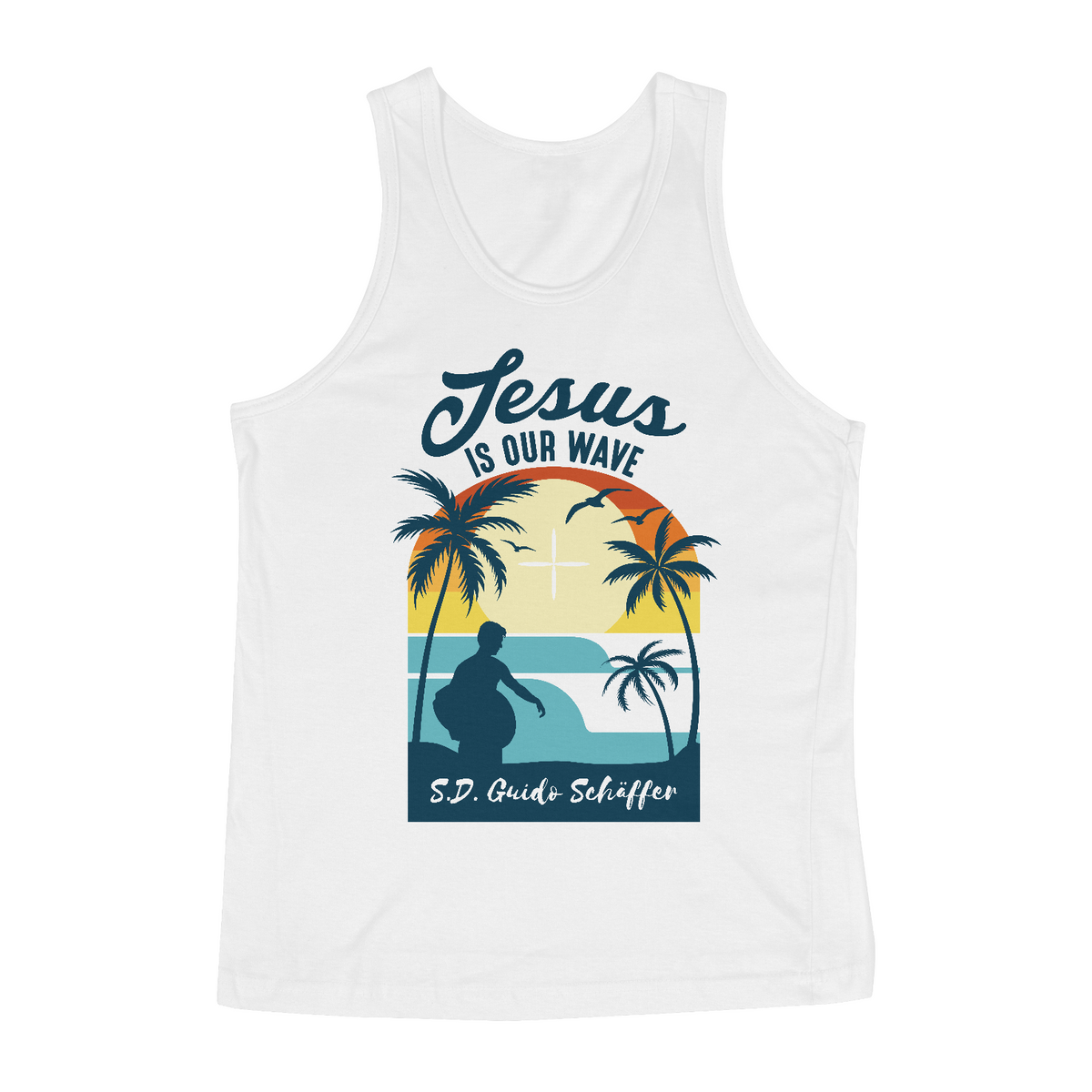 Nome do produto: Camiseta Regata Guido Jesus Is Our Wave