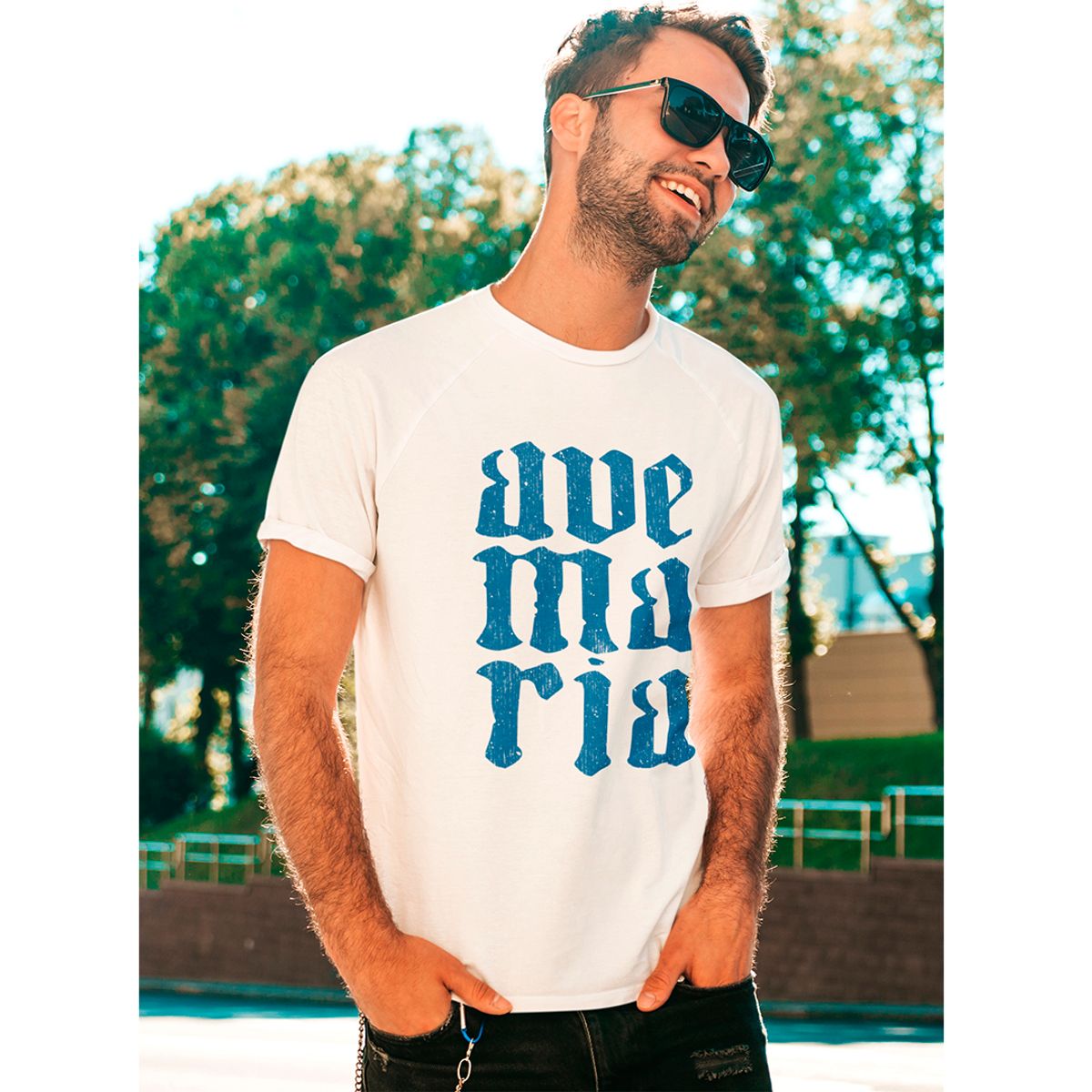 Nome do produto: Camiseta Masculina Ave Maria