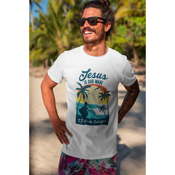 Camiseta Masculina Guido Jesus Is Our Wave