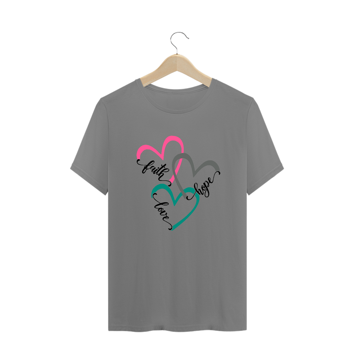 Nome do produto: Camiseta plus size Fé - Esperança - Amor