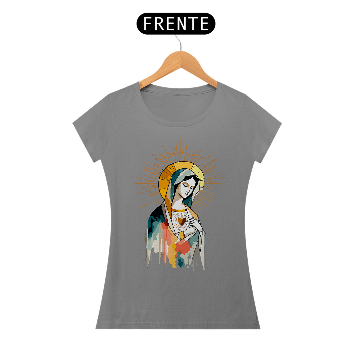 Nome do produto: Camiseta pintura de Nossa Senhora