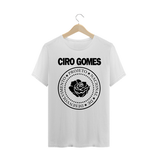 Nome do produtoCamiseta Ciro Gomes (Ramones) Versão Rosa - Branca