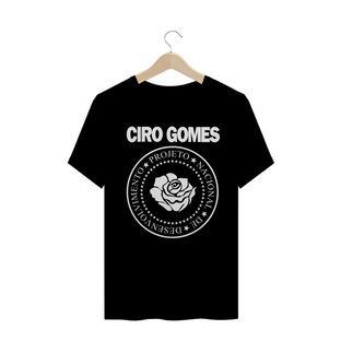 Nome do produtoCamiseta Ciro Gomes (Ramones) Versão Rosa - Preta 