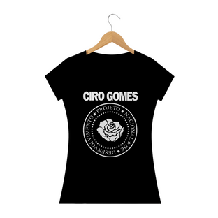 Nome do produtoCamiseta Feminina Ciro Gomes (Ramones) Versão Rosa - Preta