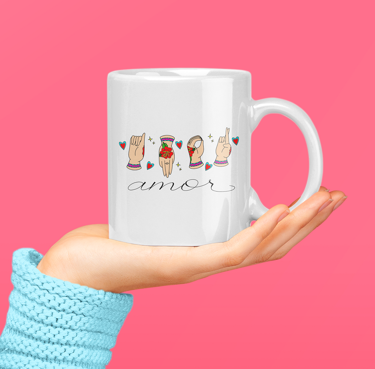 Nome do produto: Caneca datilologia amor Libras 