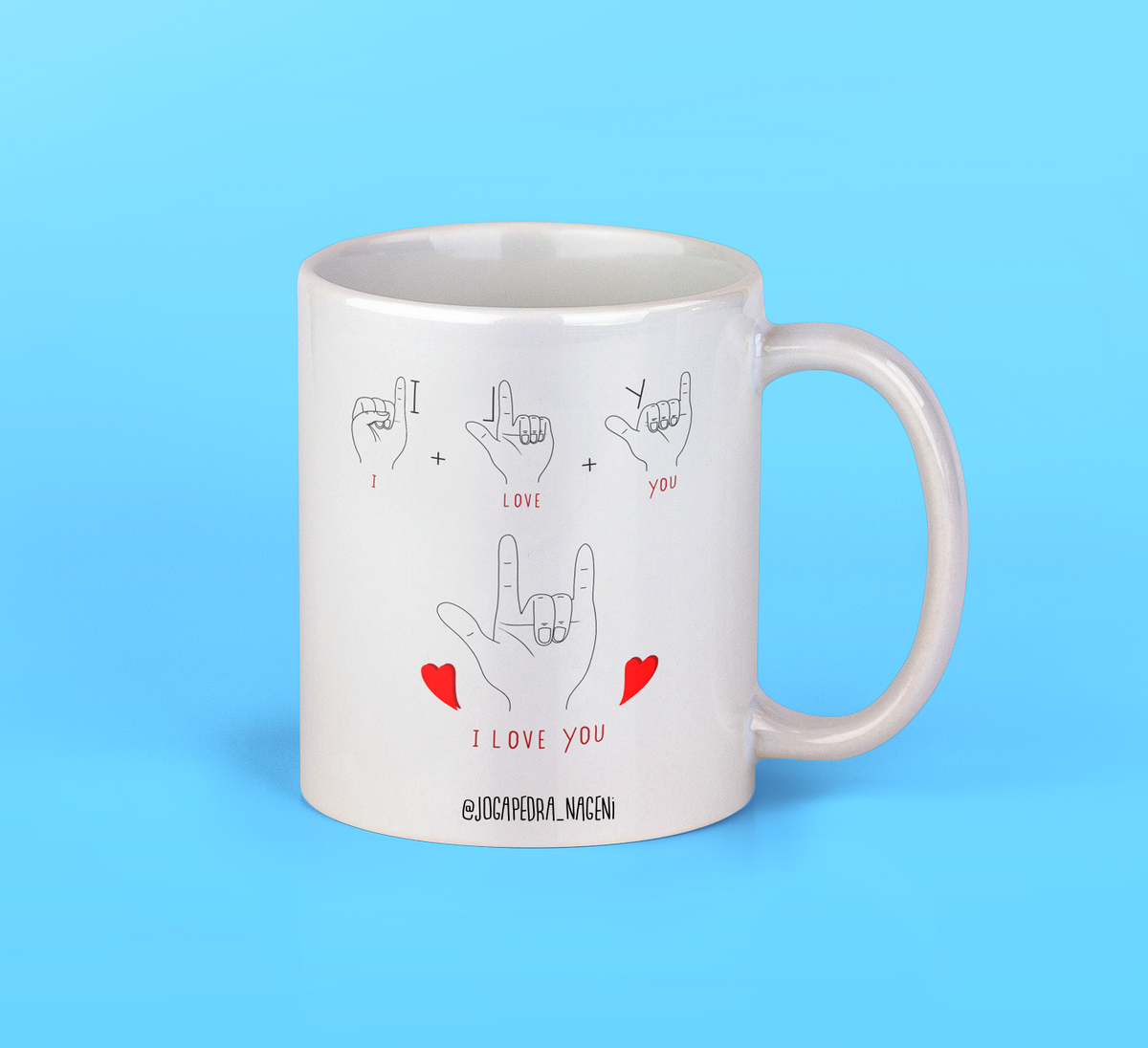 Nome do produto: Caneca eu te amo em libras 