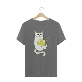 Camiseta Unissex Estonada | Gatinho Artesão Amarelo