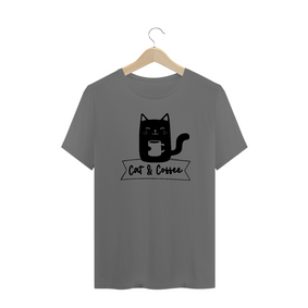 Camiseta Unissex Estonada | Cat and Coffee Black