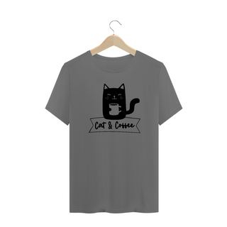 Camiseta Unissex Estonada | Cat and Coffee Black