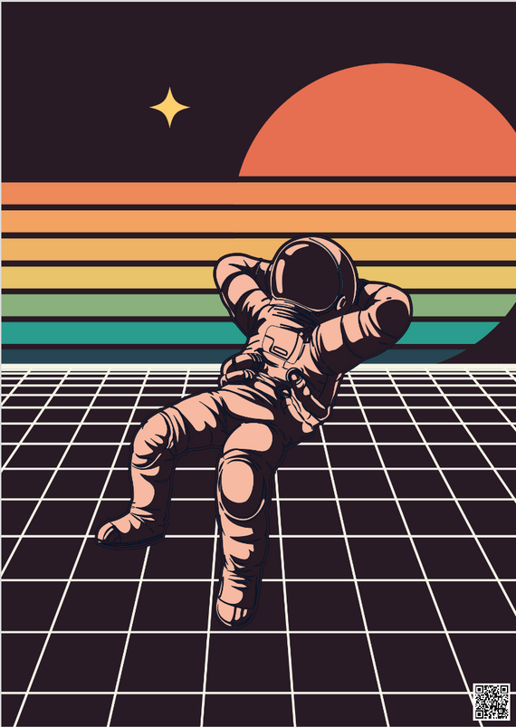 Poster Retrato Astronauta Colorful