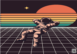 Poster Paisagem Astronauta Colorful