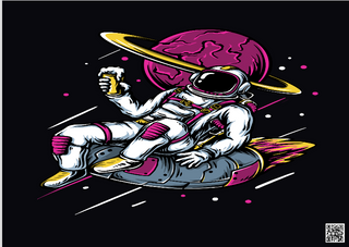 Poster Paisagem Astronauta Colorful Illustration