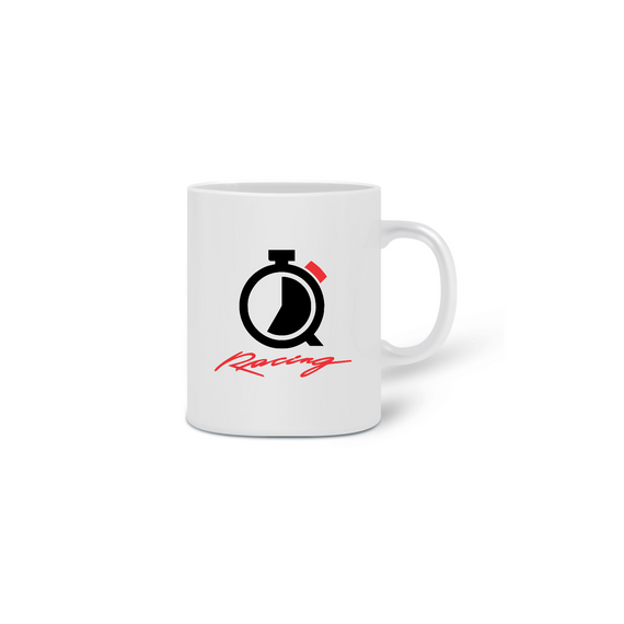 Caneca cerâmica branca 320ml Quick Racing | Logo Q Racing