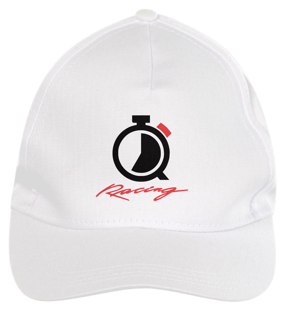 Nome do produto: Boné Americano em Brim Quick Racing, aba curva, fecho regulável com pinos e Tamanho único | Logo Q Racing