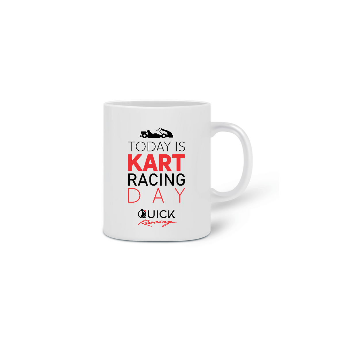 Nome do produto: Caneca cerâmica branca 320ml Quick Racing | Today is Kart Racing Day