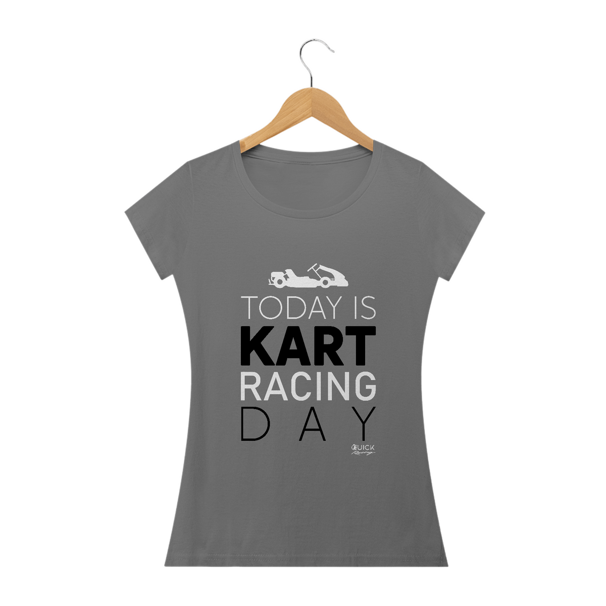 Nome do produto: Baby Look Estonada Quick Racing | Today is Kart Racing Day