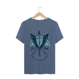 Camiseta Malha Estonada Azul - Estampa Ogum