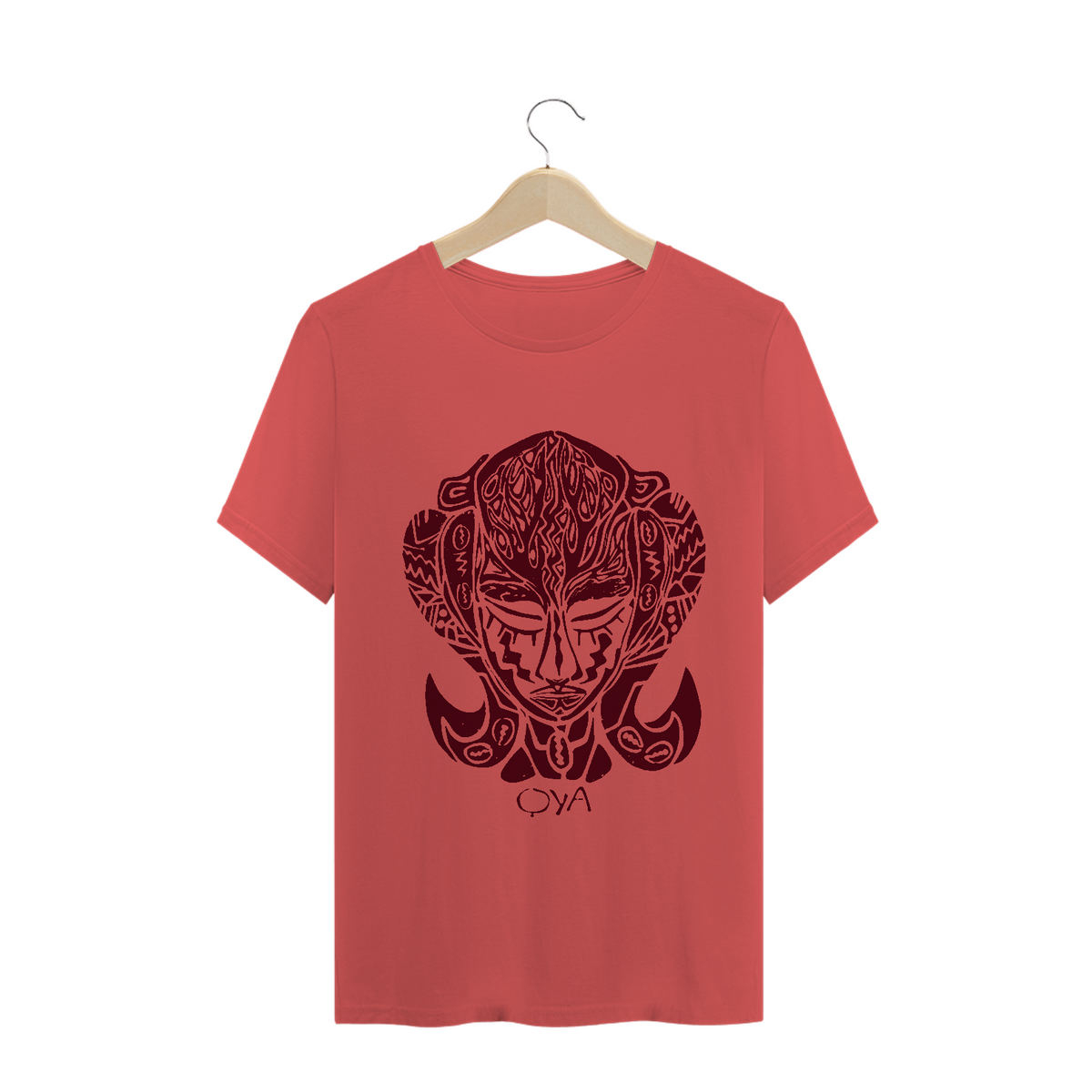 Nome do produto: Camiseta Malha Estonada Vermelha - Estampa Oya