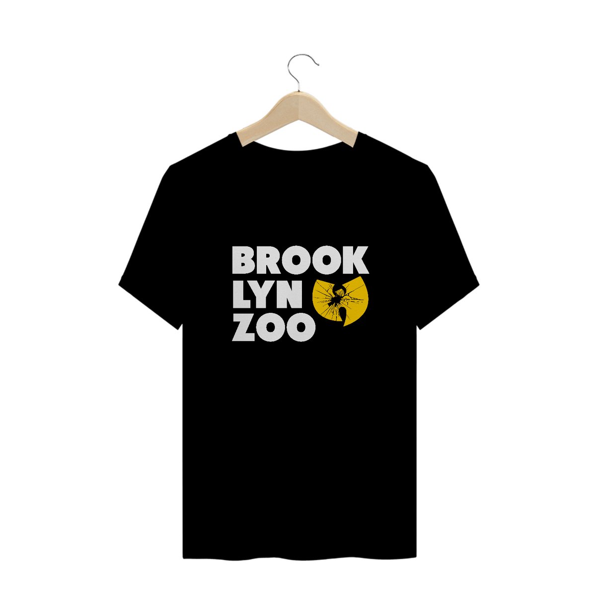 Nome do produto: Camiseta de Malha Plus Size Wu Tang Clan Brooklyn Zoo Letra Branca