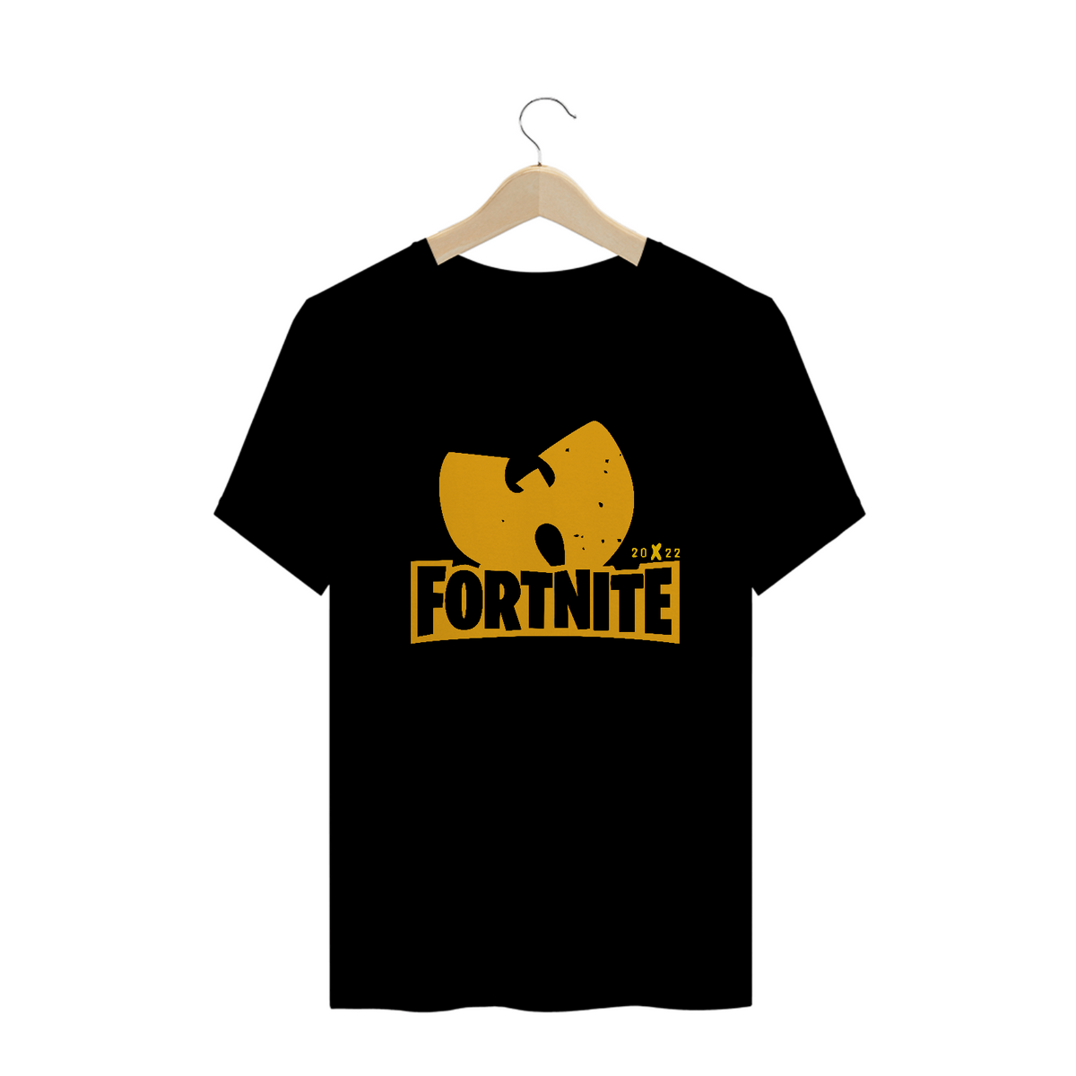 Nome do produto: Camiseta de Malha Quality Wu Tang Clan Fortnite Logo Nome Amarelo