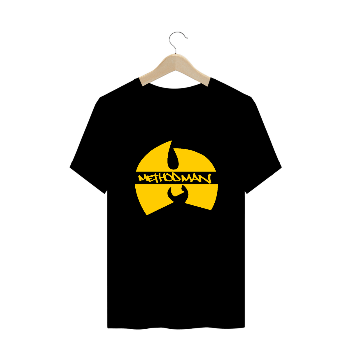 Nome do produto: T-Shirt Camiseta de Malha PLUS SIZE WUTANG Logo Yellow Method Man