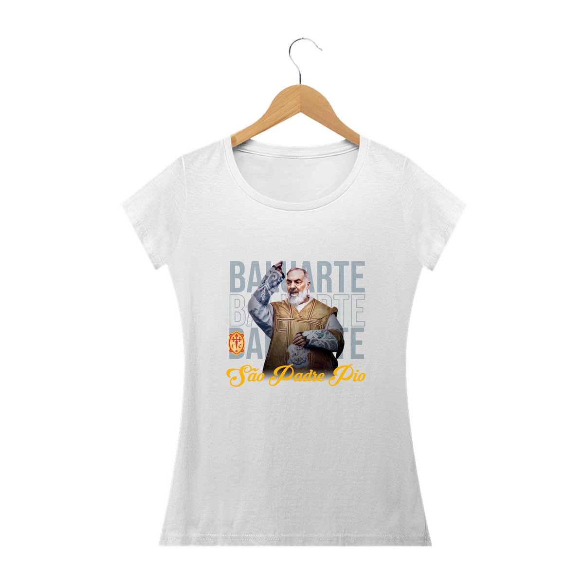 Nome do produto: CAMISETA BABY BALUARTE SÃO PADRE PIO