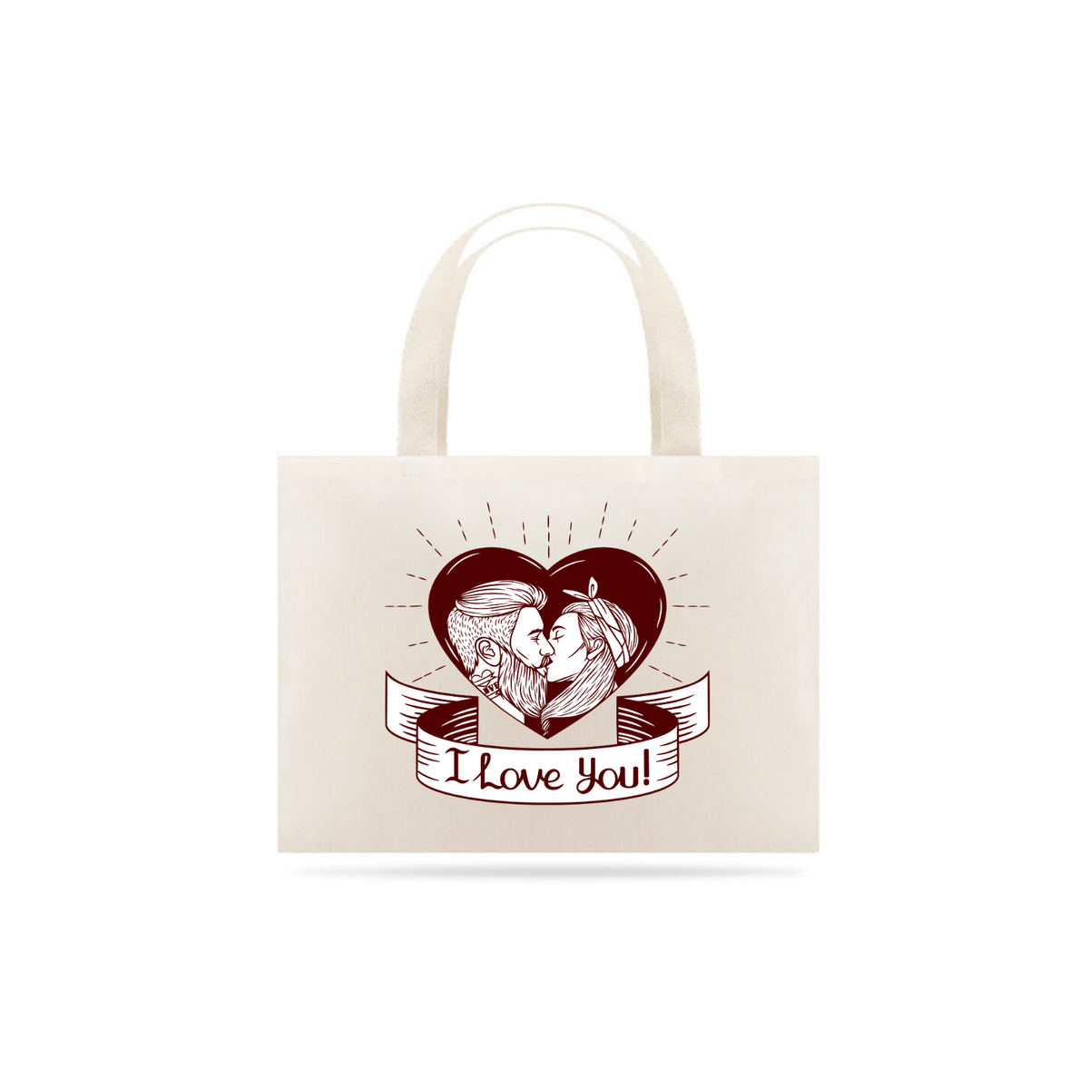Nome do produto: Eco Bag Grande Estampa Frase - I Love You
