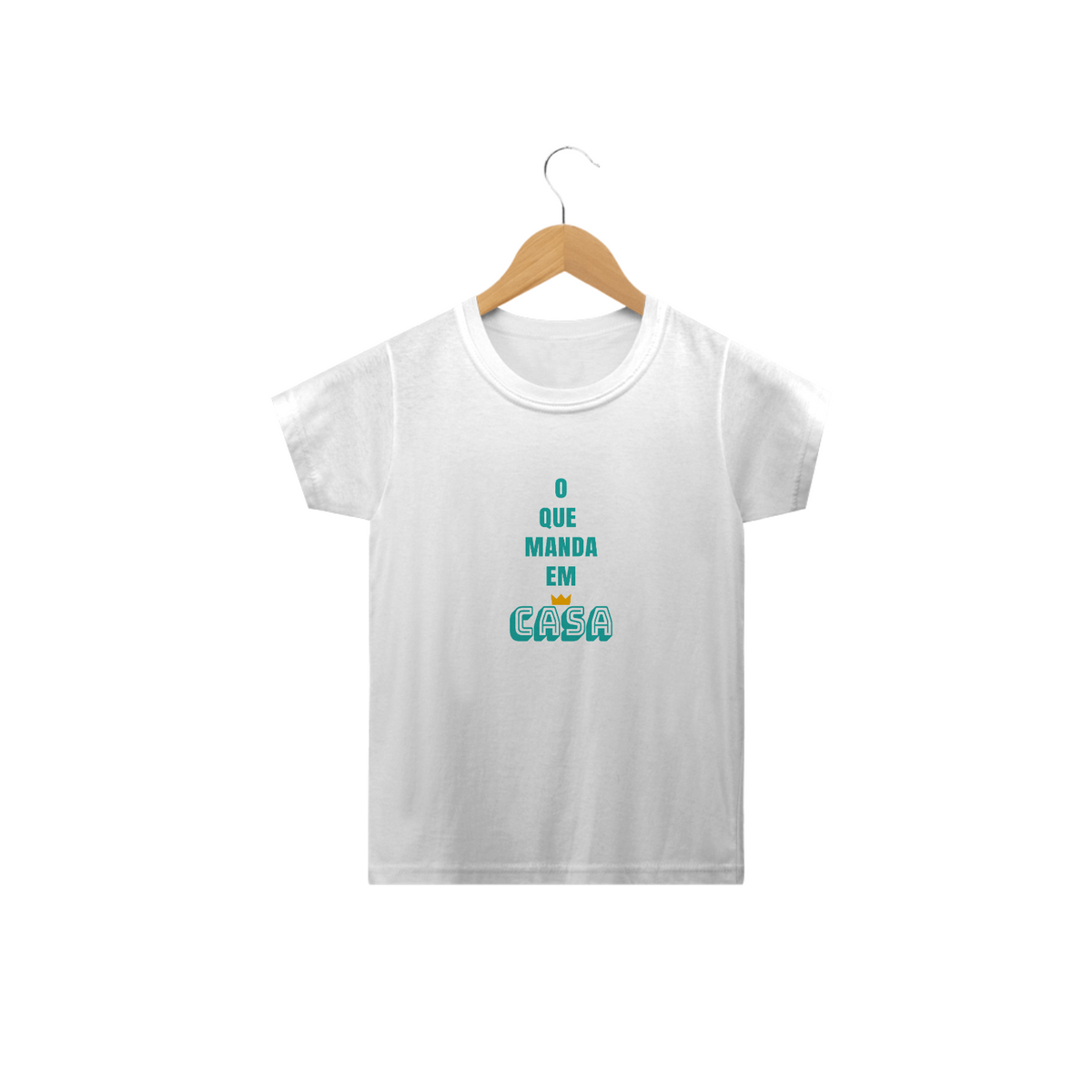 Nome do produto: Camiseta Classic Masculina Estampa Frase O que Manda em Casa
