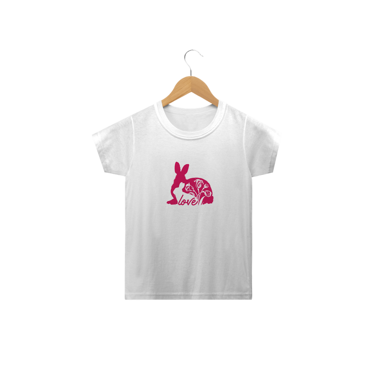 Nome do produto: Camiseta Classic Infantil Estampa Coelho Love