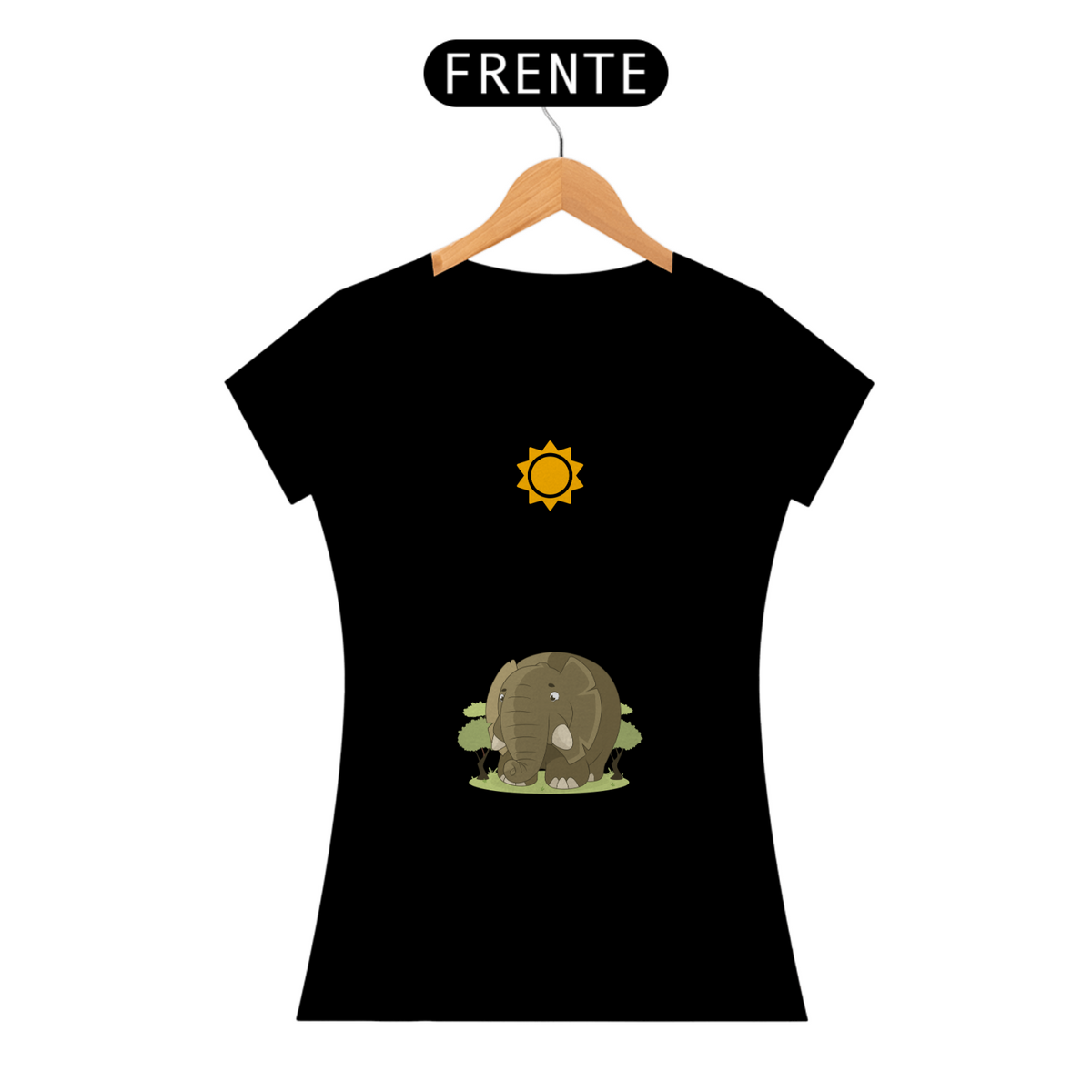 Nome do produto: Camiseta Feminina Baby Long Look Quality Estampada Desenho Elefante Fofo