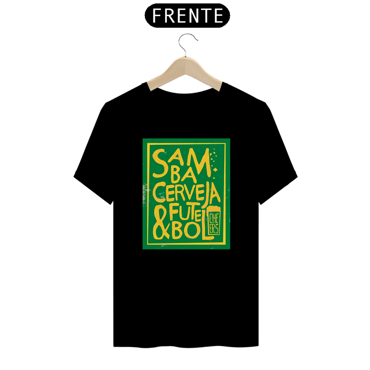 Nome do produto: {Camisa Bacana} Samba, cerveja & Futebol