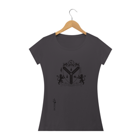 Nome do produto  Camiseta fem baby long envelhecida com Brasão de Löwenttur negro