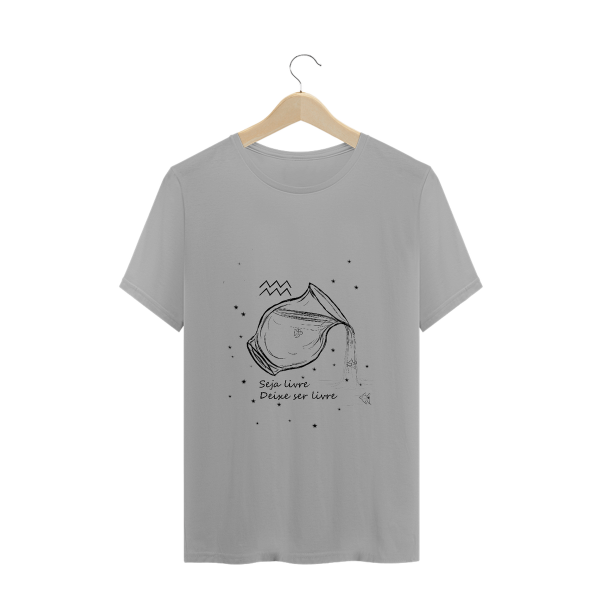 Nome do produto: Camiseta Unissex | Aquário | Seja livre, Deixe ser livre | P&B 