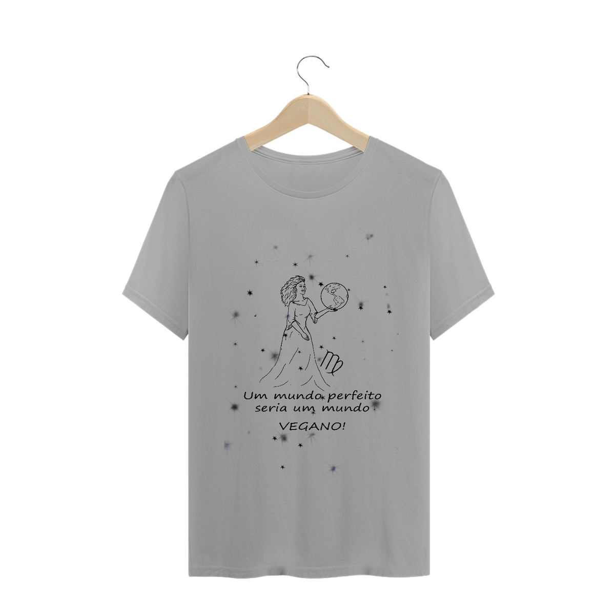 Nome do produto: Camiseta Unissex | Virgem | Um mundo perfeito seria um mundo VEGANO! | P&B