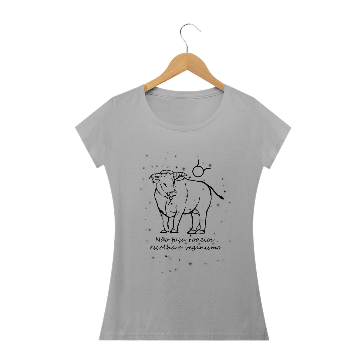 Nome do produto: Camiseta Baby Long | Touro | Não faça rodeios, escolha o veganismo | P&B 
