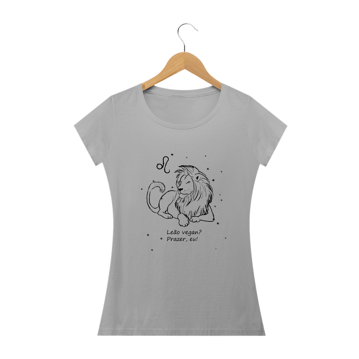 Nome do produto: Camiseta Baby Long | Leão | Leão vegan? Prazer, eu! | P&B 