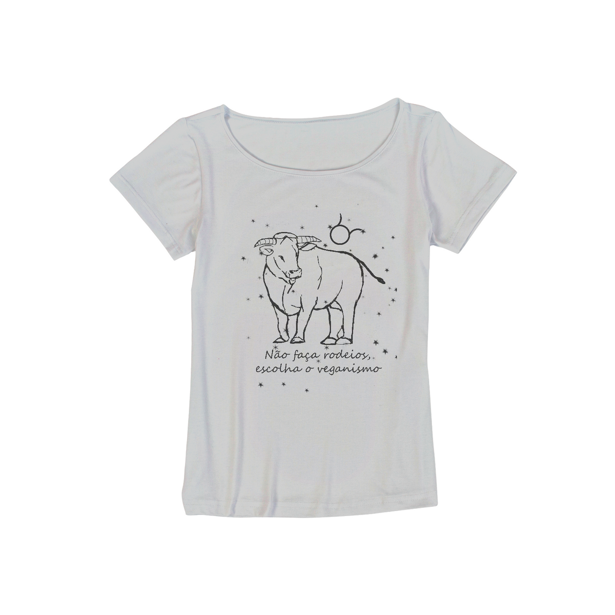 Nome do produto: Camiseta Viscolycra | Touro | Não faça rodeios, escolha o veganismo | P&B