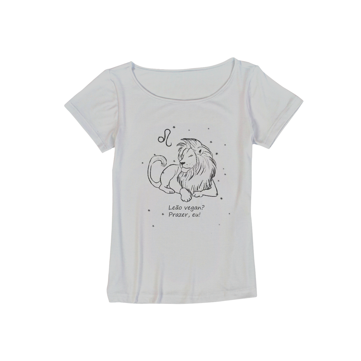 Nome do produto: Camiseta Viscolycra | Leão | Leão vegan? Prazer, eu! | P&B