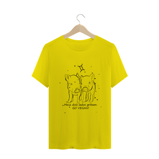 Nome do produtoCamiseta Unissex | Gêmeos | Meus dois lados gritam: GO VEGAN! | P&B