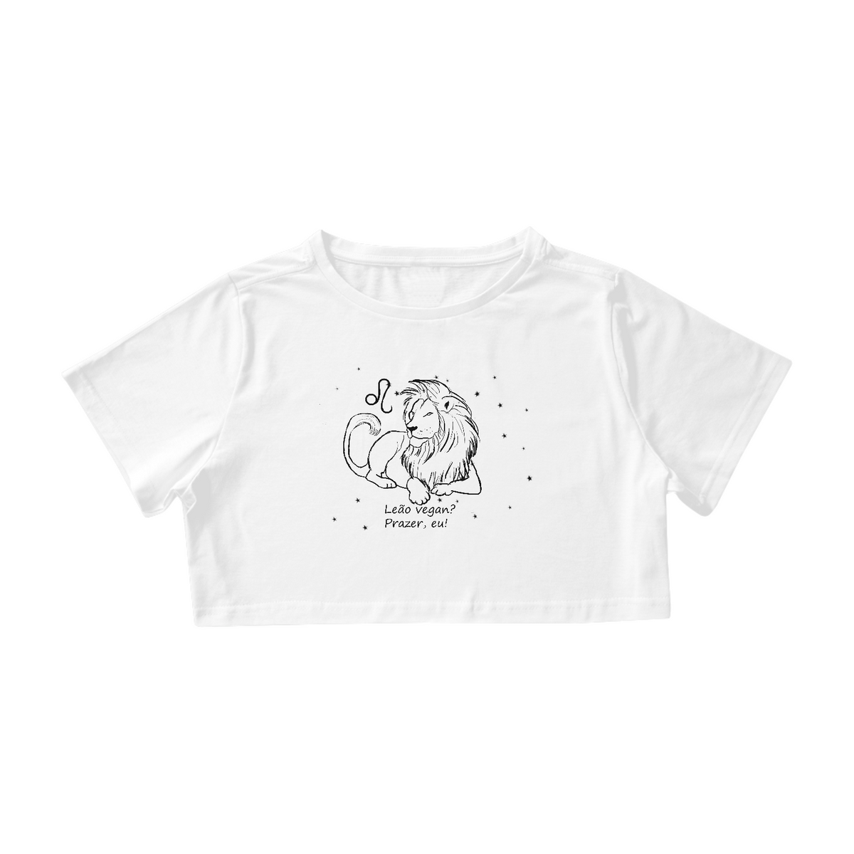 Nome do produto: Camiseta Cropped | Leão | Leão vegan? Prazer, eu! | P&B