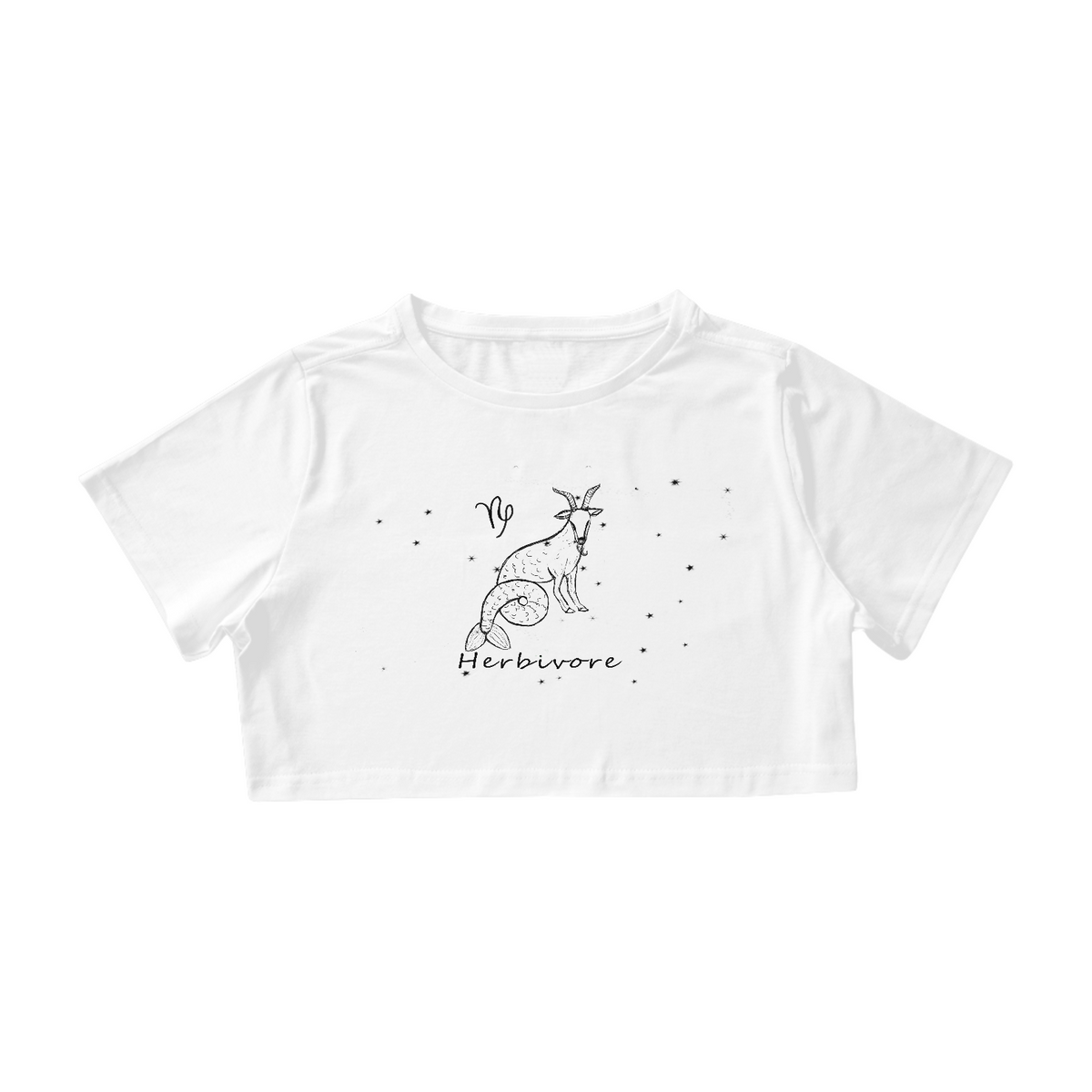 Nome do produto: Camiseta Cropped | Capricórnio | Herbivore | P&B